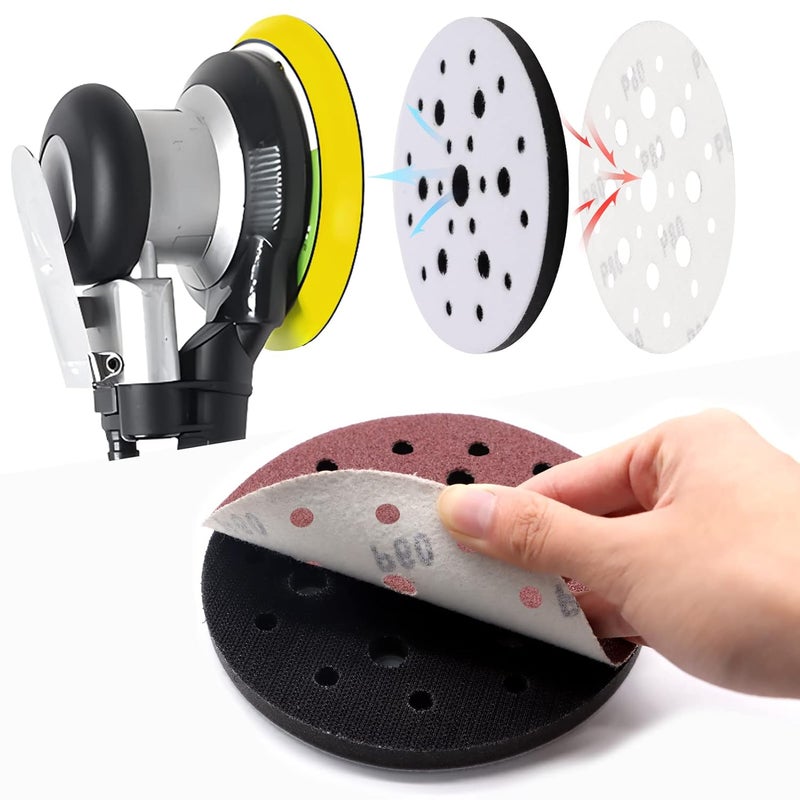 SIJDIEE 5 Pack Interface Pads, 6 Inch 25 Holes Hook and Loop Soft Density Sponge Cushion Buffer Backing Pad, Foam Sanding Interface Pads for Orbital Sander Automotive Woodworking Polishing - Image 5